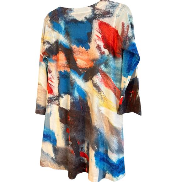 Nally & Millie Multi-color Tunic Top Abstract Artsy Size M Flowy Brushstrokes - Picture 4 of 7
